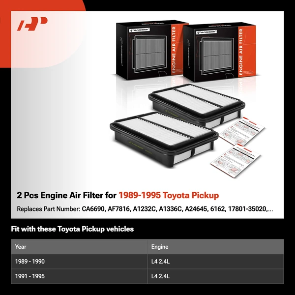 2 Pcs Engine Air Filter for 1989-1995 Toyota Pickup