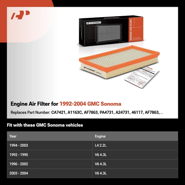 Engine Air Filter for 1992-2004 GMC Sonoma