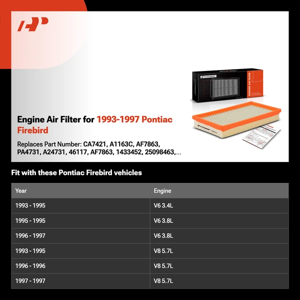 Engine Air Filter for 1993-1997 Pontiac Firebird