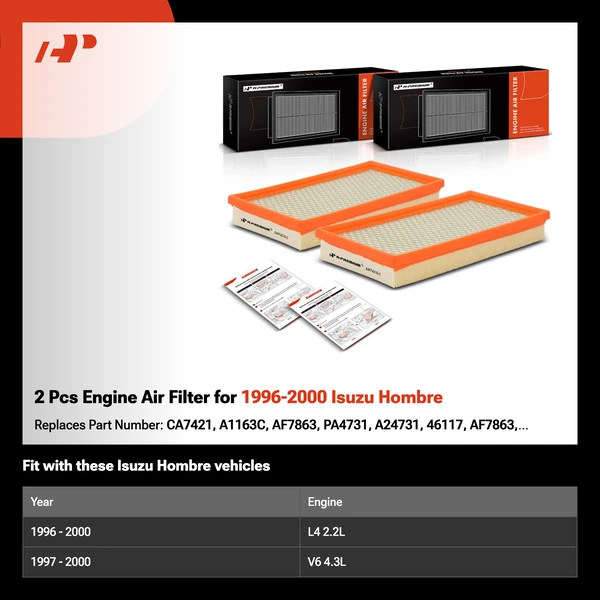 2 Pcs Engine Air Filter for 1996-2000 Isuzu Hombre