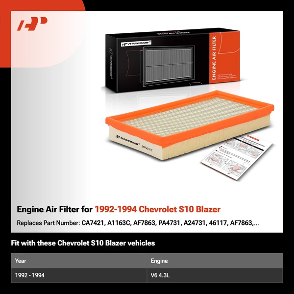 Engine Air Filter for 1992-1994 Chevrolet S10 Blazer