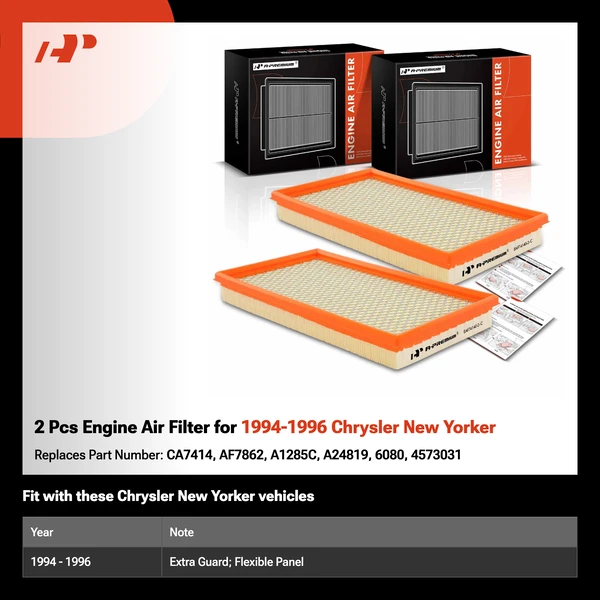 2 Pcs Engine Air Filter for 1994-1996 Chrysler New Yorker