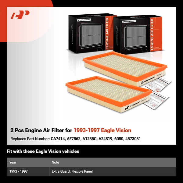 2 Pcs Engine Air Filter for 1993-1997 Eagle Vision