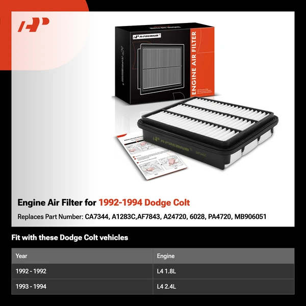 Engine Air Filter for 1992-1994 Dodge Colt