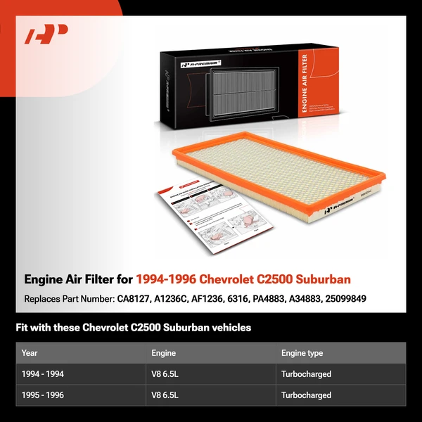 Engine Air Filter for 1994-1996 Chevrolet C2500 Suburban