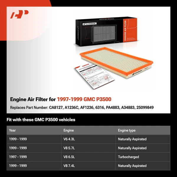 Engine Air Filter for 1997-1999 GMC P3500