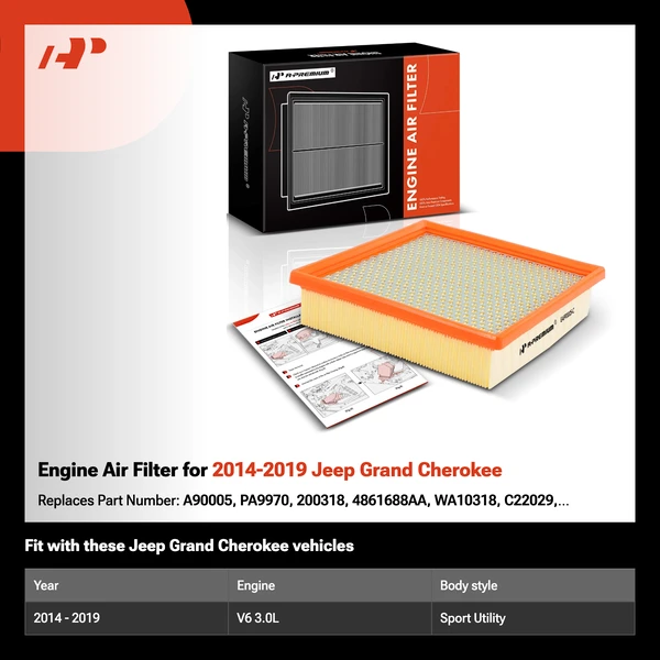 Engine Air Filter for 2014-2019 Jeep Grand Cherokee