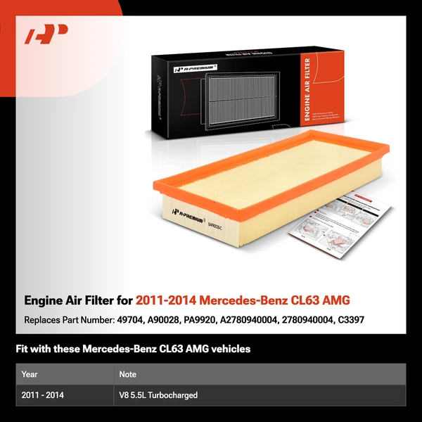 Engine Air Filter for 2011-2014 Mercedes-Benz CL63 AMG
