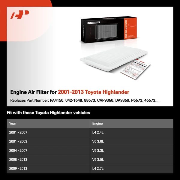 Engine Air Filter for 2001-2013 Toyota Highlander