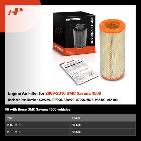 Engine Air Filter for 2009-2016 GMC Savana 4500