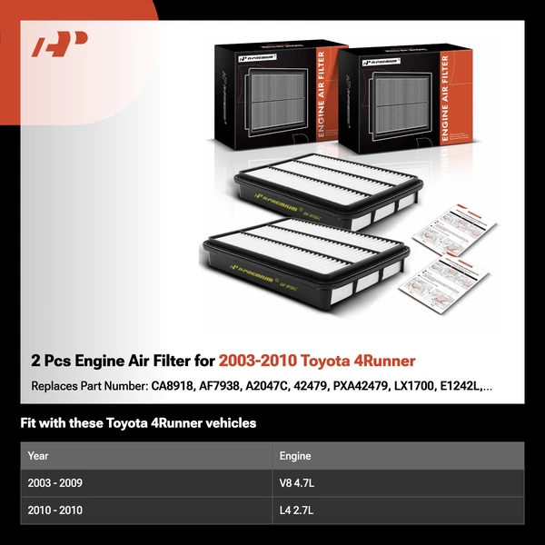 2 Pcs Engine Air Filter for 2003-2010 Toyota 4Runner
