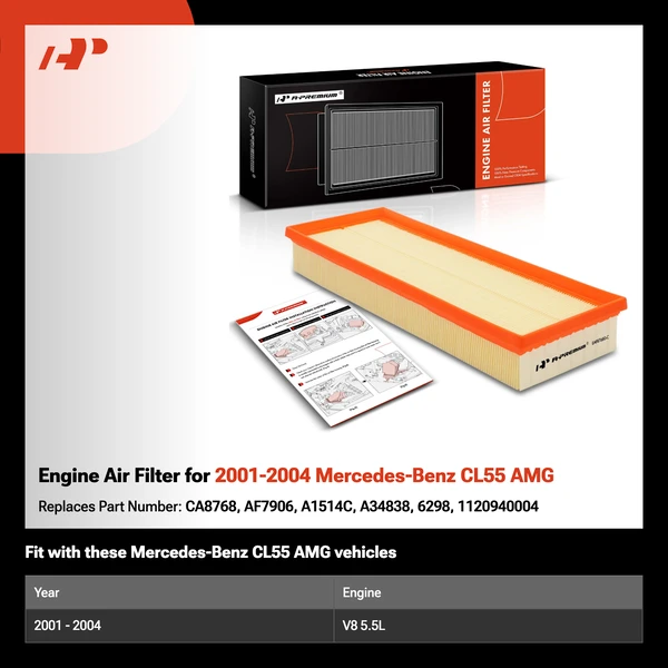 Engine Air Filter for 2001-2004 Mercedes-Benz CL55 AMG