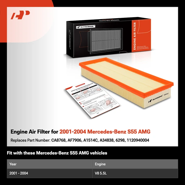 Engine Air Filter for 2001-2004 Mercedes-Benz S55 AMG