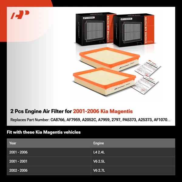 2 Pcs Engine Air Filter for 2001-2006 Kia Magentis