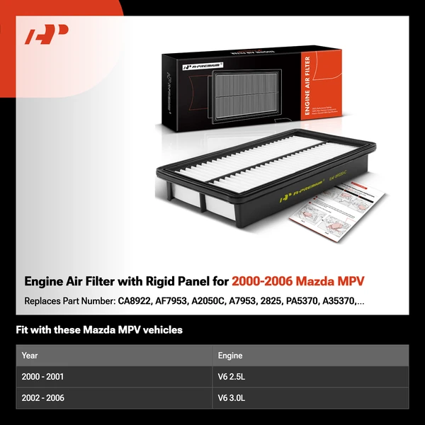 Engine Air Filter with Rigid Panel for 2000-2006 Mazda MPV