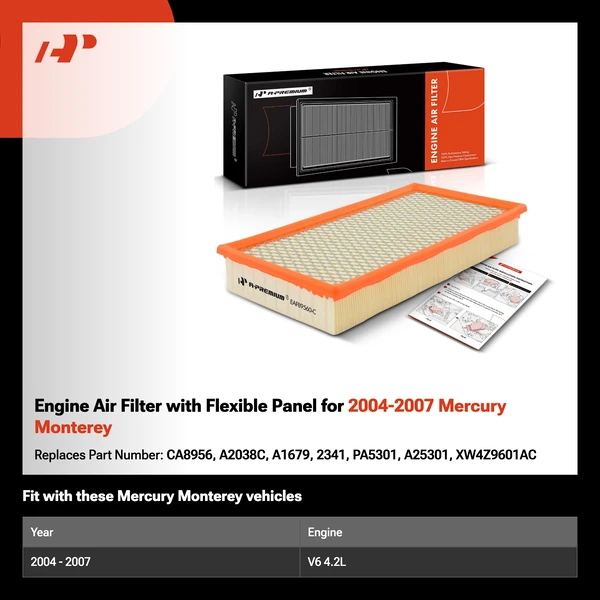 Engine Air Filter with Flexible Panel for 2004-2007 Mercury Monterey