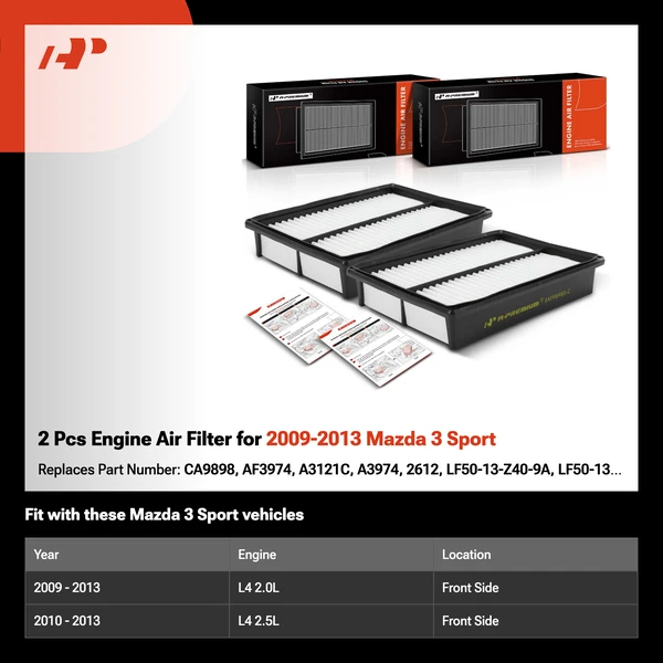 2 Pcs Engine Air Filter for 2009-2013 Mazda 3 Sport