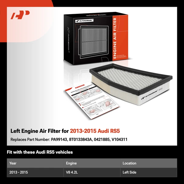 Left Engine Air Filter for 2013-2015 Audi RS5