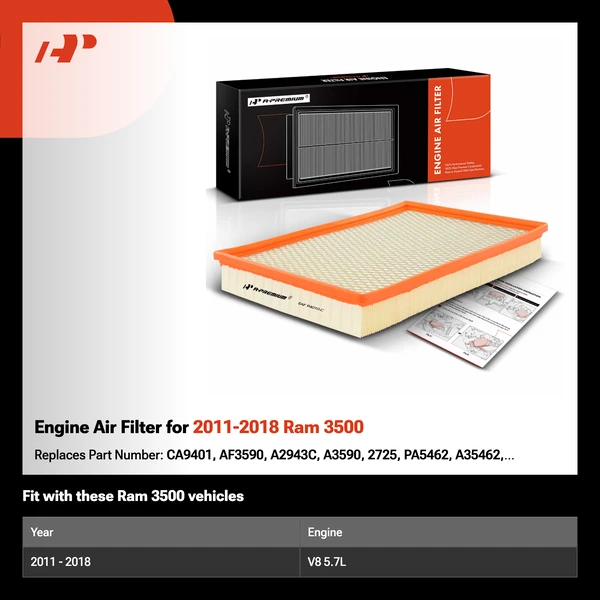 Engine Air Filter for 2011-2018 Ram 3500