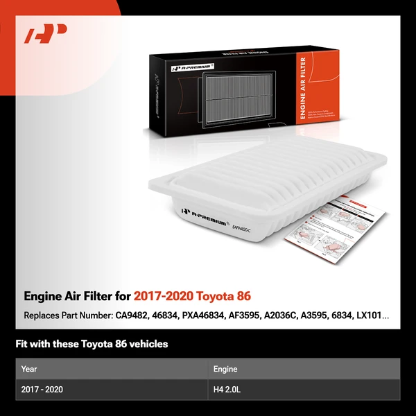 Engine Air Filter for 2017-2020 Toyota 86