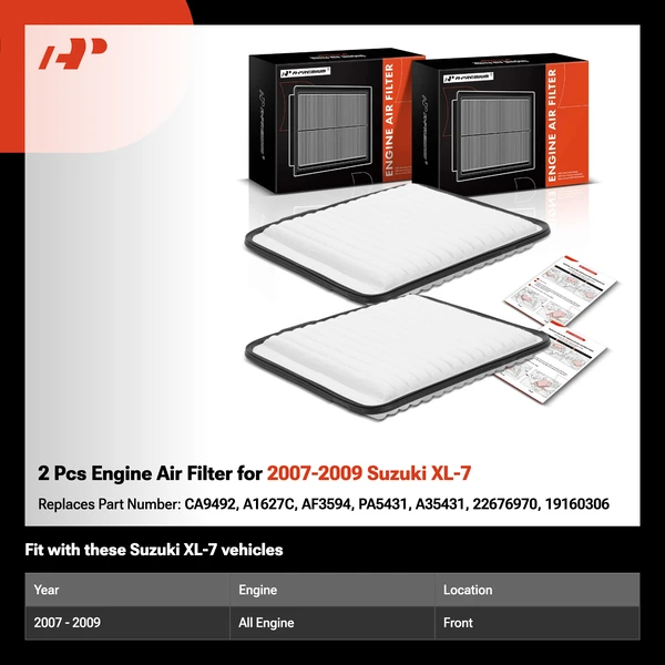 2 Pcs Engine Air Filter for 2007-2009 Suzuki XL-7