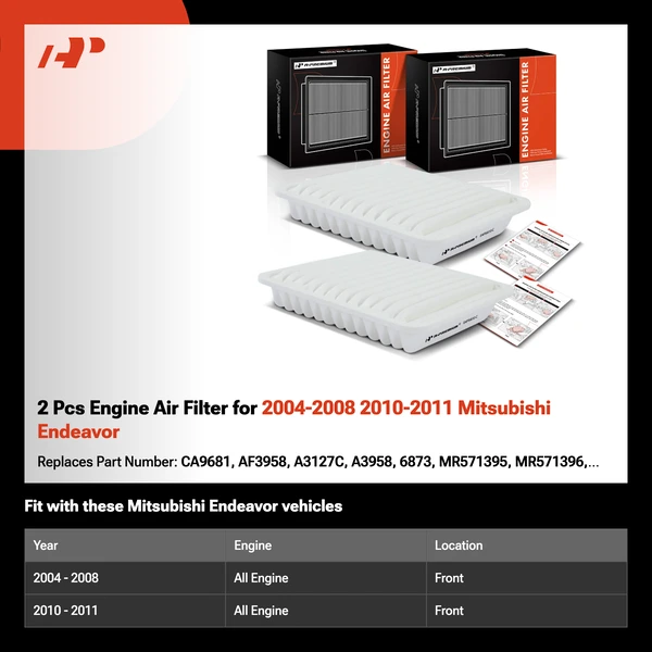 2 Pcs Engine Air Filter for 2004-2008 2010-2011 Mitsubishi Endeavor