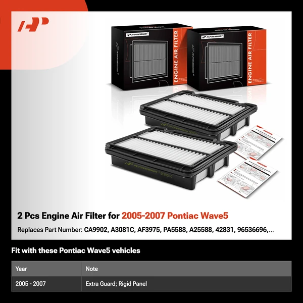 2 Pcs Engine Air Filter for 2005-2007 Pontiac Wave5