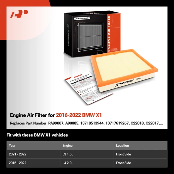 Engine Air Filter for 2016-2022 BMW X1