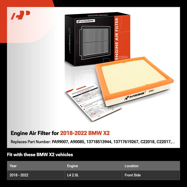 Engine Air Filter for 2018-2022 BMW X2