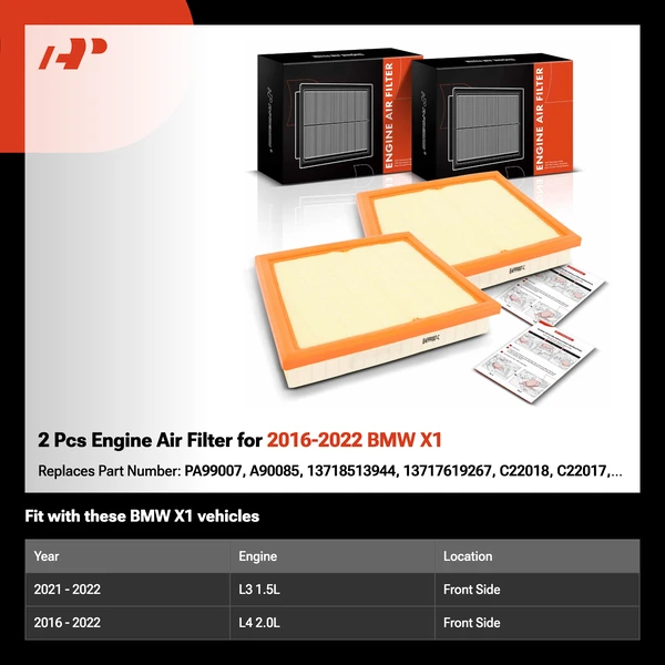 2 Pcs Engine Air Filter for 2016-2022 BMW X1