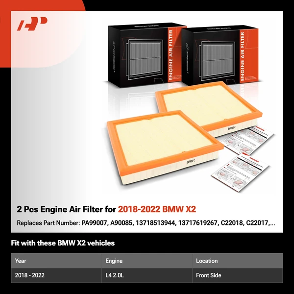 2 Pcs Engine Air Filter for 2018-2022 BMW X2