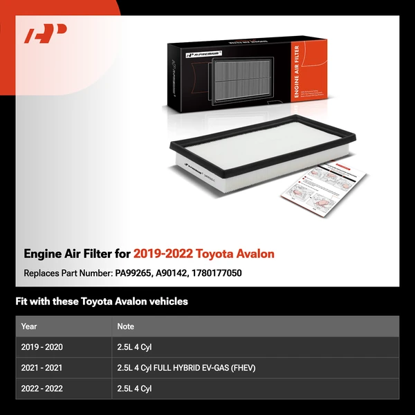 Engine Air Filter for 2019-2022 Toyota Avalon