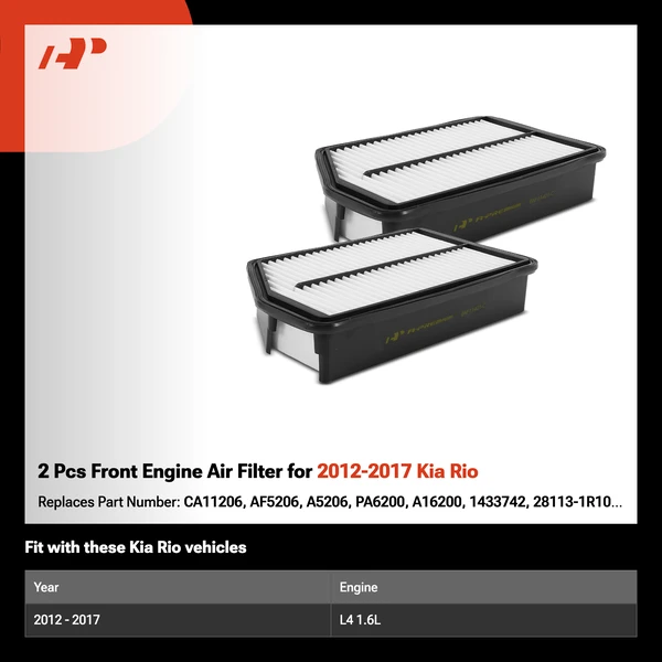 2 Pcs Front Engine Air Filter for 2012-2017 Kia Rio