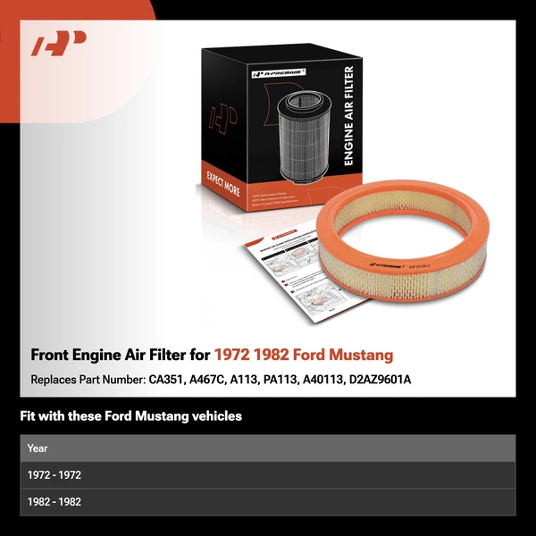 Front Engine Air Filter for 1972 1982 Ford Mustang