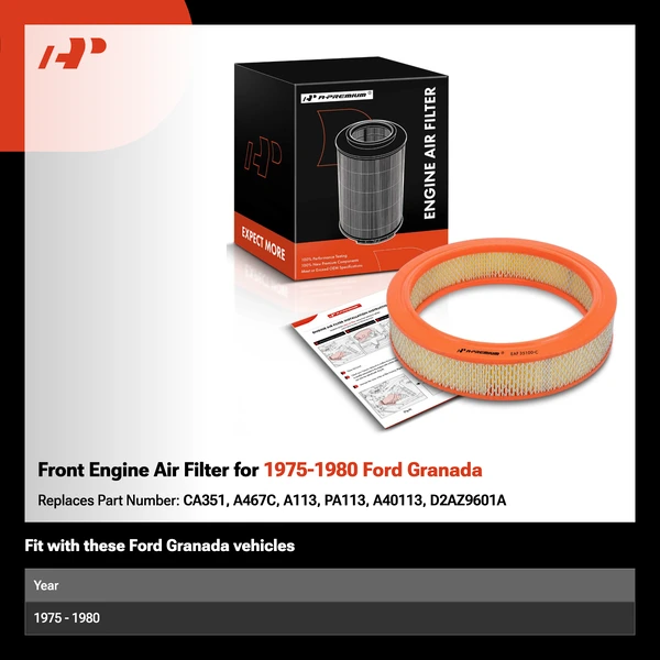 Front Engine Air Filter for 1975-1980 Ford Granada