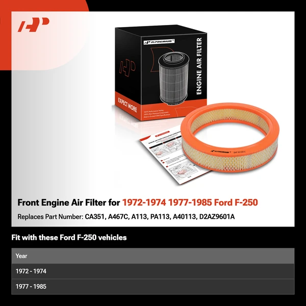 Front Engine Air Filter for 1972-1974 1977-1985 Ford F-250