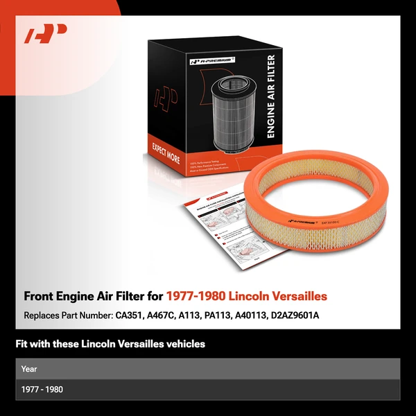 Front Engine Air Filter for 1977-1980 Lincoln Versailles