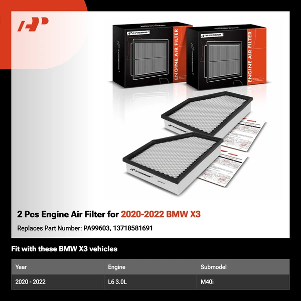 2 Pcs Engine Air Filter for 2020-2022 BMW X3