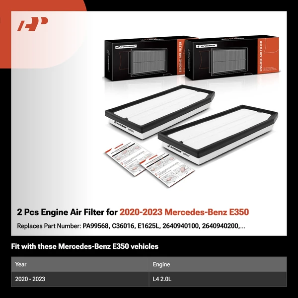 2 Pcs Engine Air Filter for 2020-2023 Mercedes-Benz E350