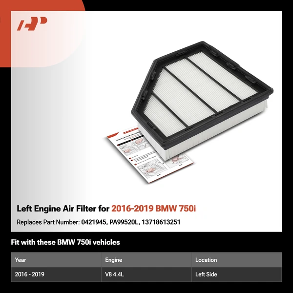 Left Engine Air Filter for 2016-2019 BMW 750i
