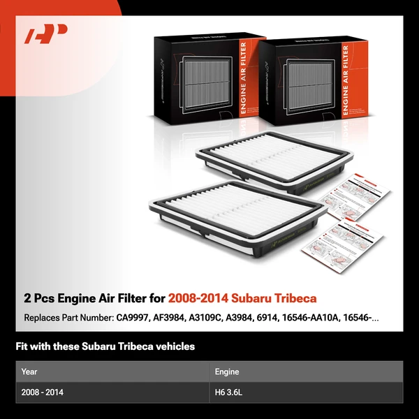 2 Pcs Engine Air Filter for 2008-2014 Subaru Tribeca