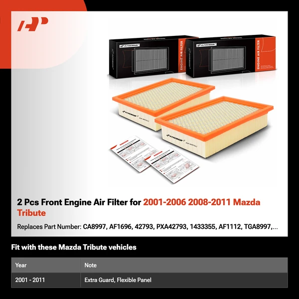 2 Pcs Front Engine Air Filter for 2001-2006 2008-2011 Mazda Tribute