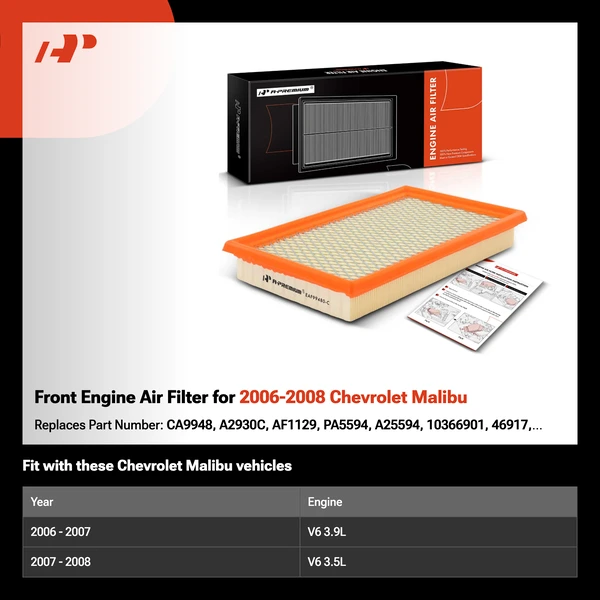 Front Engine Air Filter for 2006-2008 Chevrolet Malibu