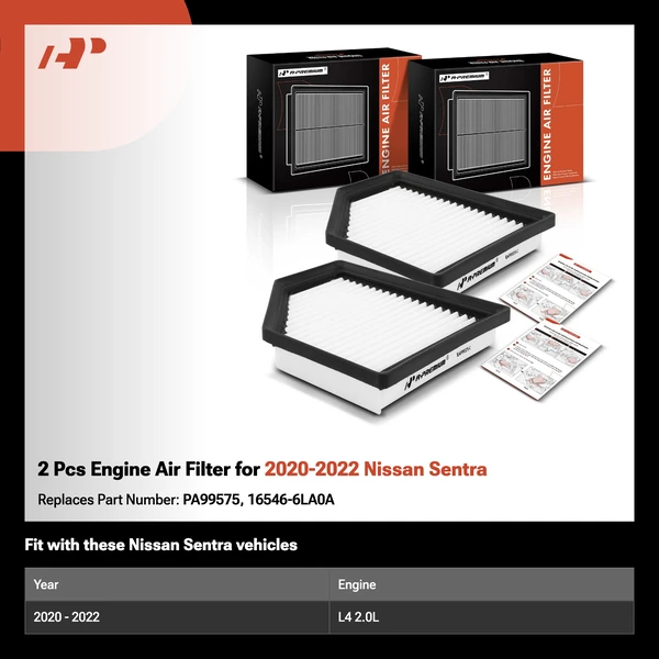 2 Pcs Engine Air Filter for 2020-2022 Nissan Sentra