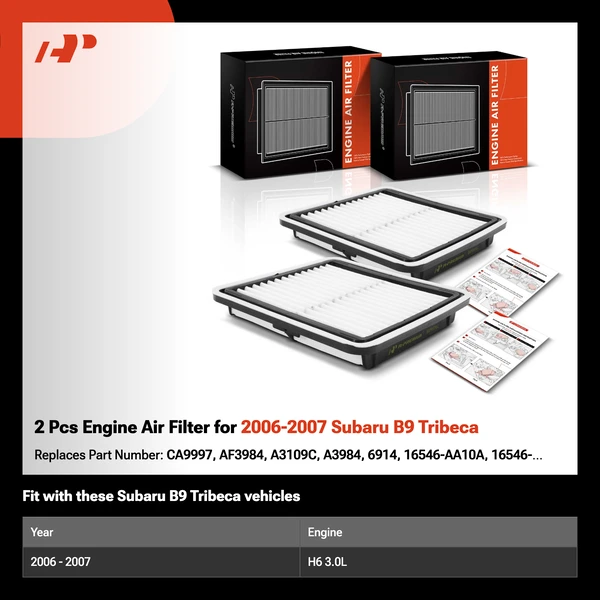 2 Pcs Engine Air Filter for 2006-2007 Subaru B9 Tribeca