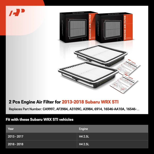 2 Pcs Engine Air Filter for 2013-2018 Subaru WRX STI