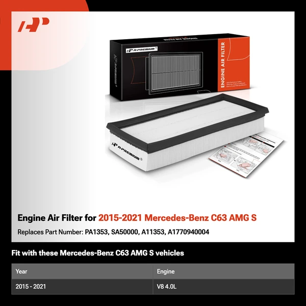 Engine Air Filter for 2015-2021 Mercedes-Benz C63 AMG S