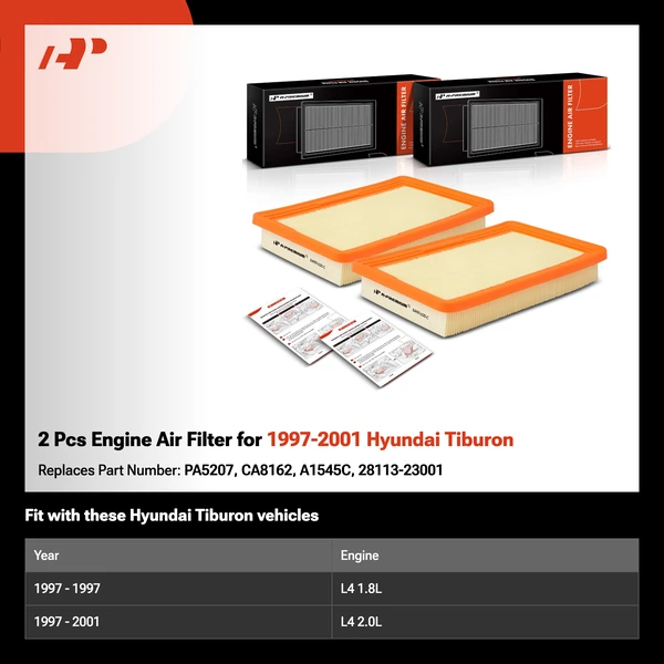 2 Pcs Engine Air Filter for 1997-2001 Hyundai Tiburon