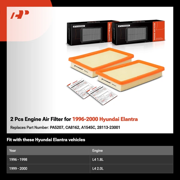 2 Pcs Engine Air Filter for 1996-2000 Hyundai Elantra