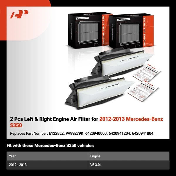2 Pcs Left & Right Engine Air Filter for 2012-2013 Mercedes-Benz S350